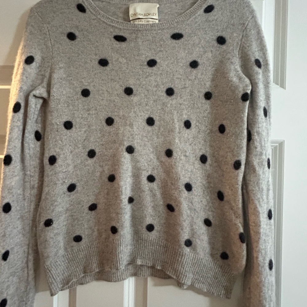 Cynthia Rowley Gray and Black Cashmere Crewneck Sweater